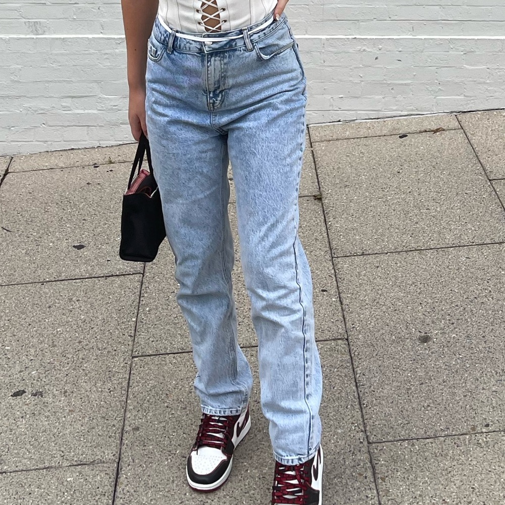Washed blue jeans